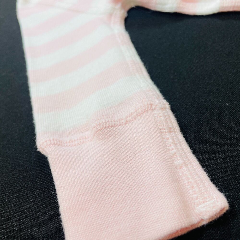 ~ Hanna Andersson Sleeper Pajama 0-6mo Zip Pink White Long Sleeve Organic Cotton - Picture 11 of 11